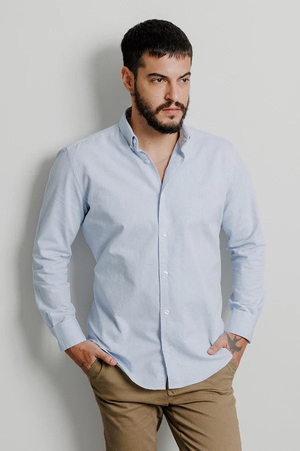 Camisa Manga Longa Slim Fit Oxford Button Down