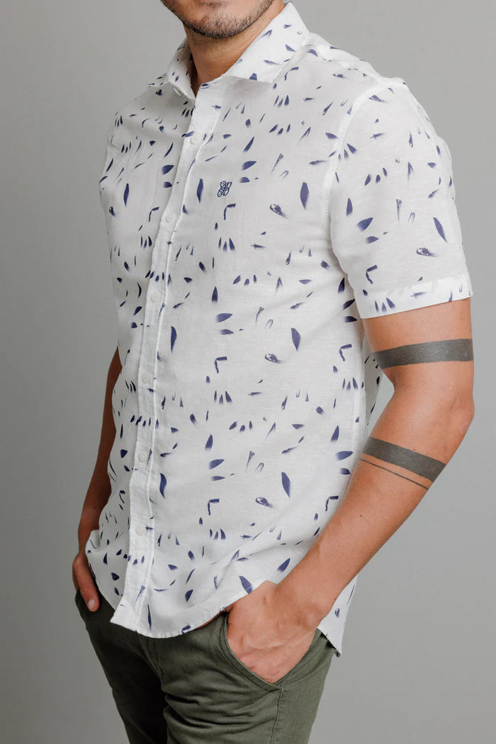 Camisa Manga Curta Slim Fit Pintura