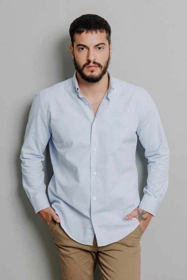 Camisa Manga Longa Slim Fit Oxford Button Down