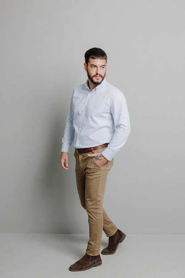 Camisa Manga Longa Slim Fit Oxford Button Down