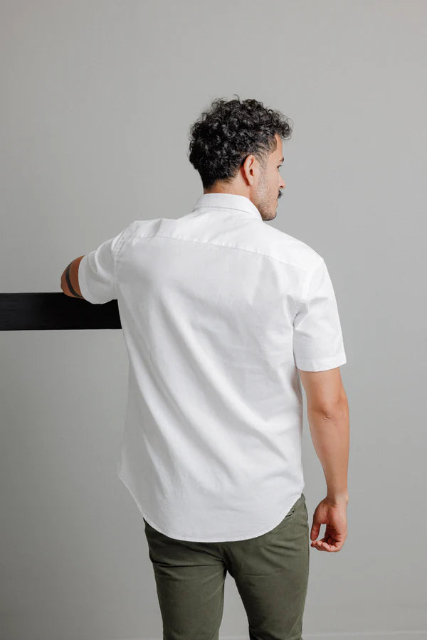 Camisa Masculina MC Slim Oxford Branca