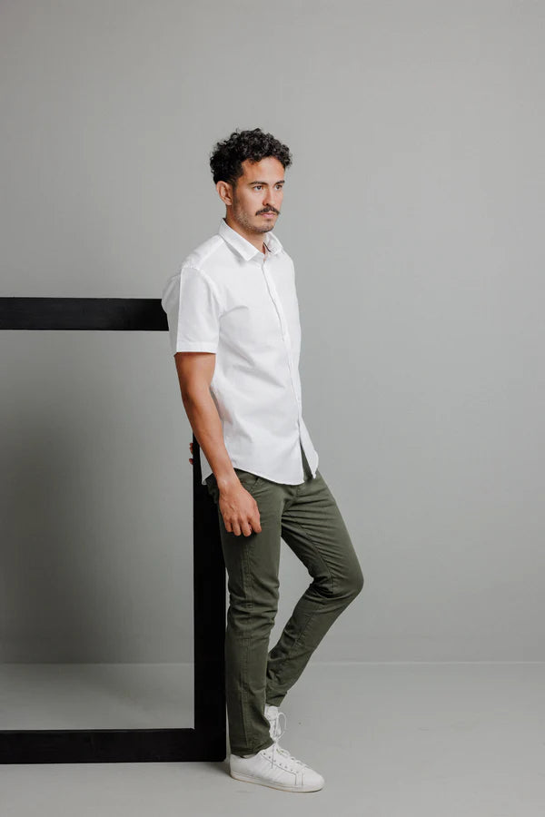 Camisa Masculina MC Slim Oxford Branca