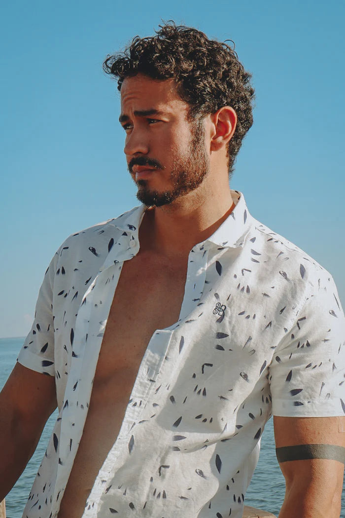 Camisa Manga Curta Slim Fit Pintura