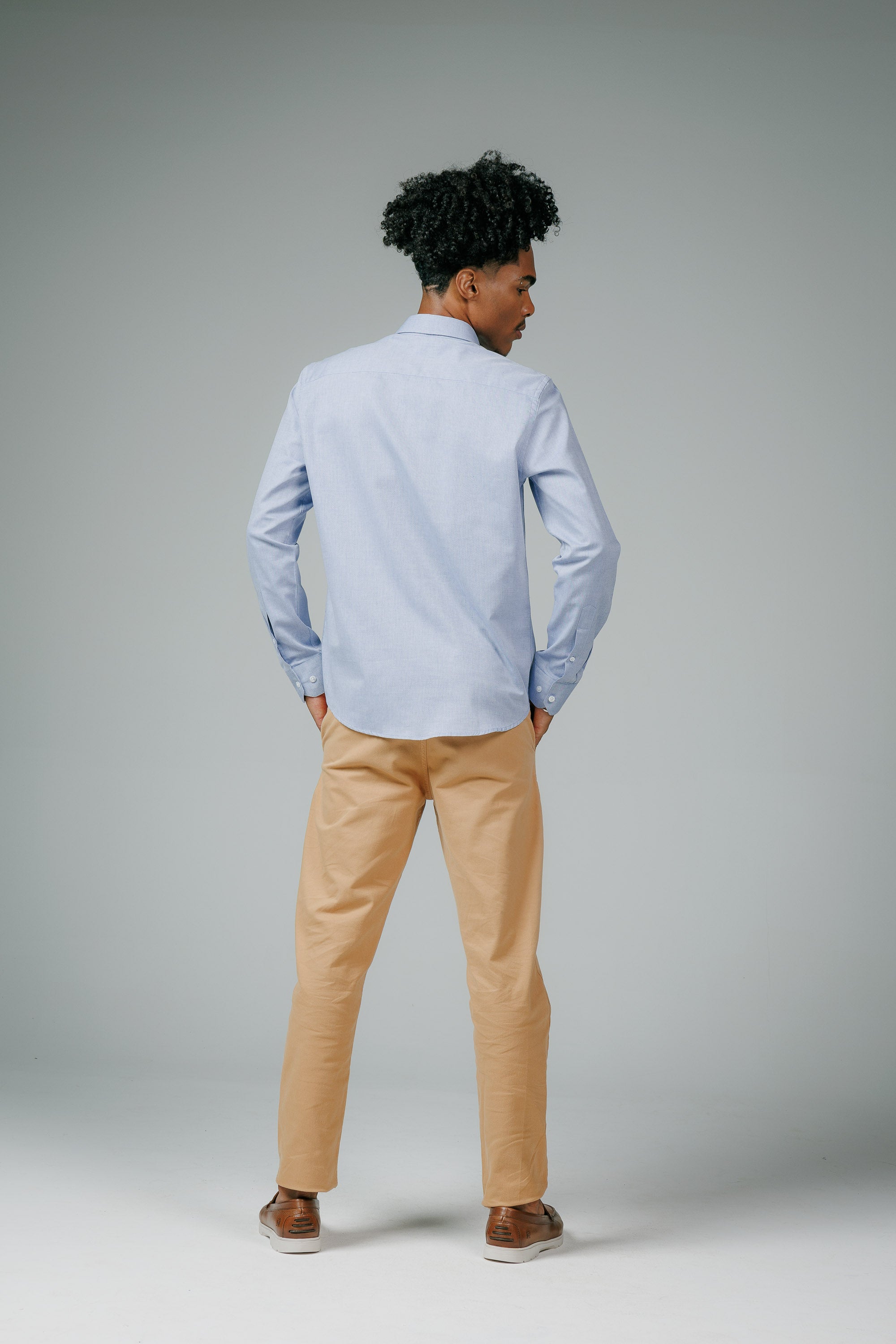 Camisa Oxford Pima Algodao Fio 80 Manga Longa Slim Fit