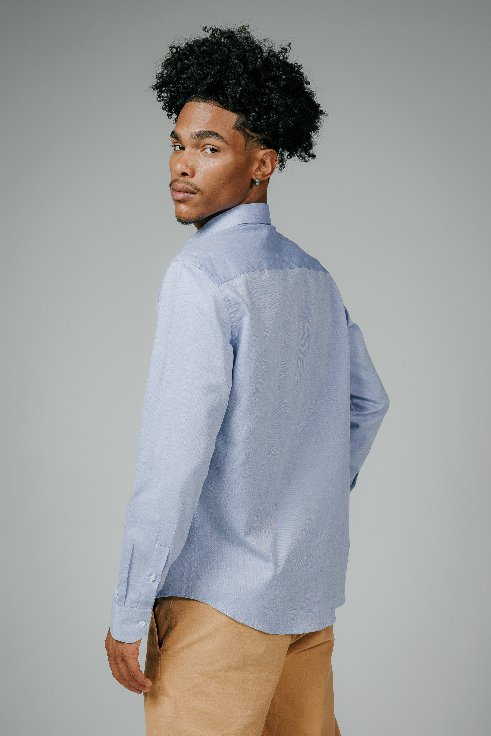 Camisa Oxford Pima Algodao Fio 80 Manga Longa Slim Fit