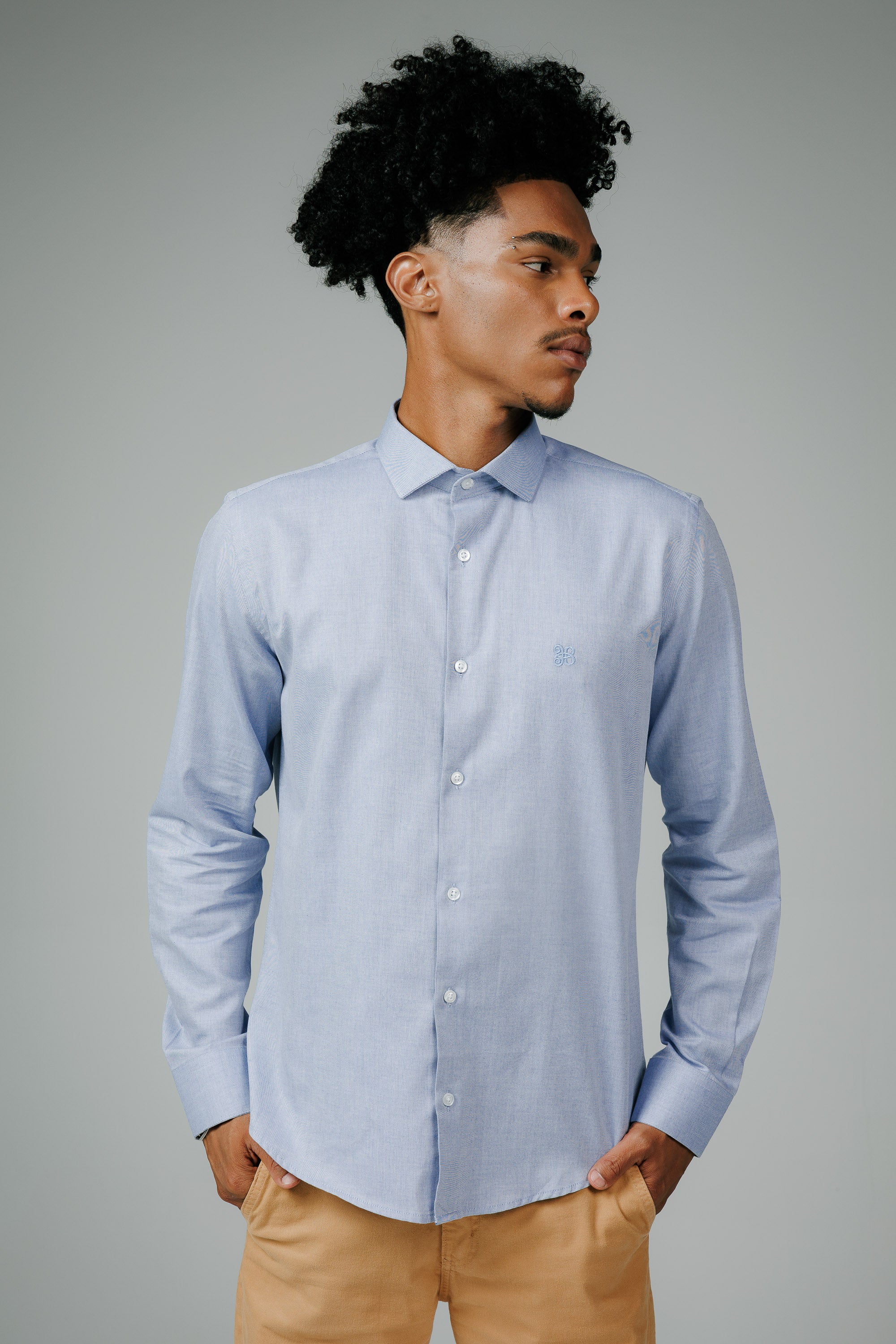 Camisa Algodão Pima Fio 80 Manga Longa Slim Fit