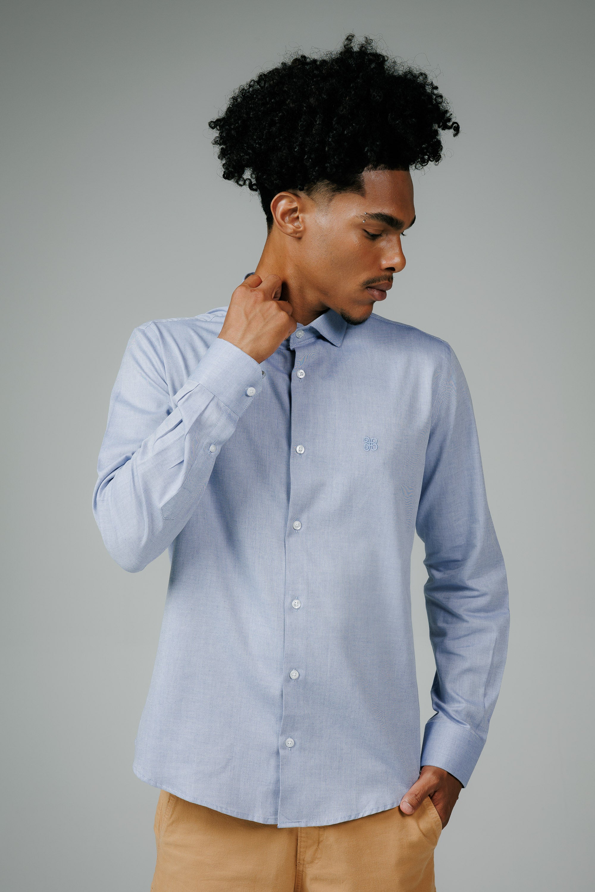 Camisa Algodão Pima Fio 80 Manga Longa Slim Fit