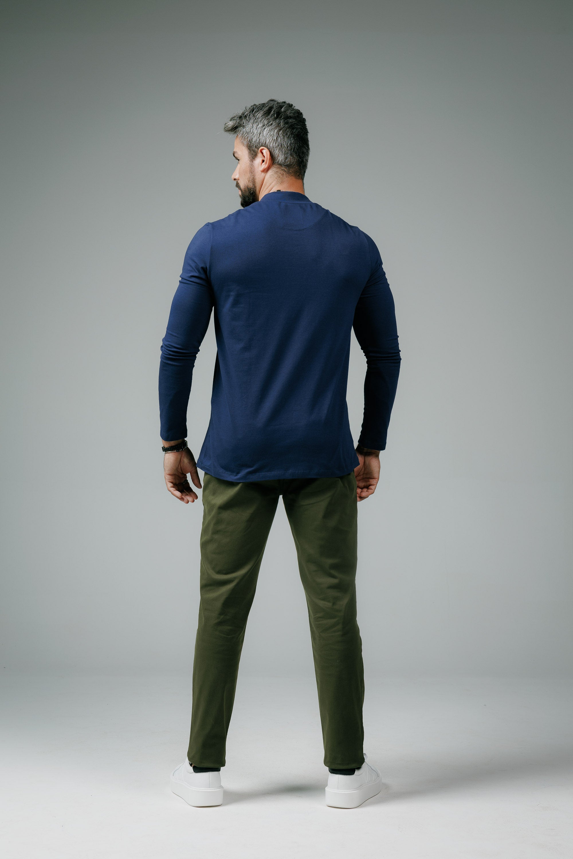 Camiseta Manga Longa Algodão Egípcio Gola Alta