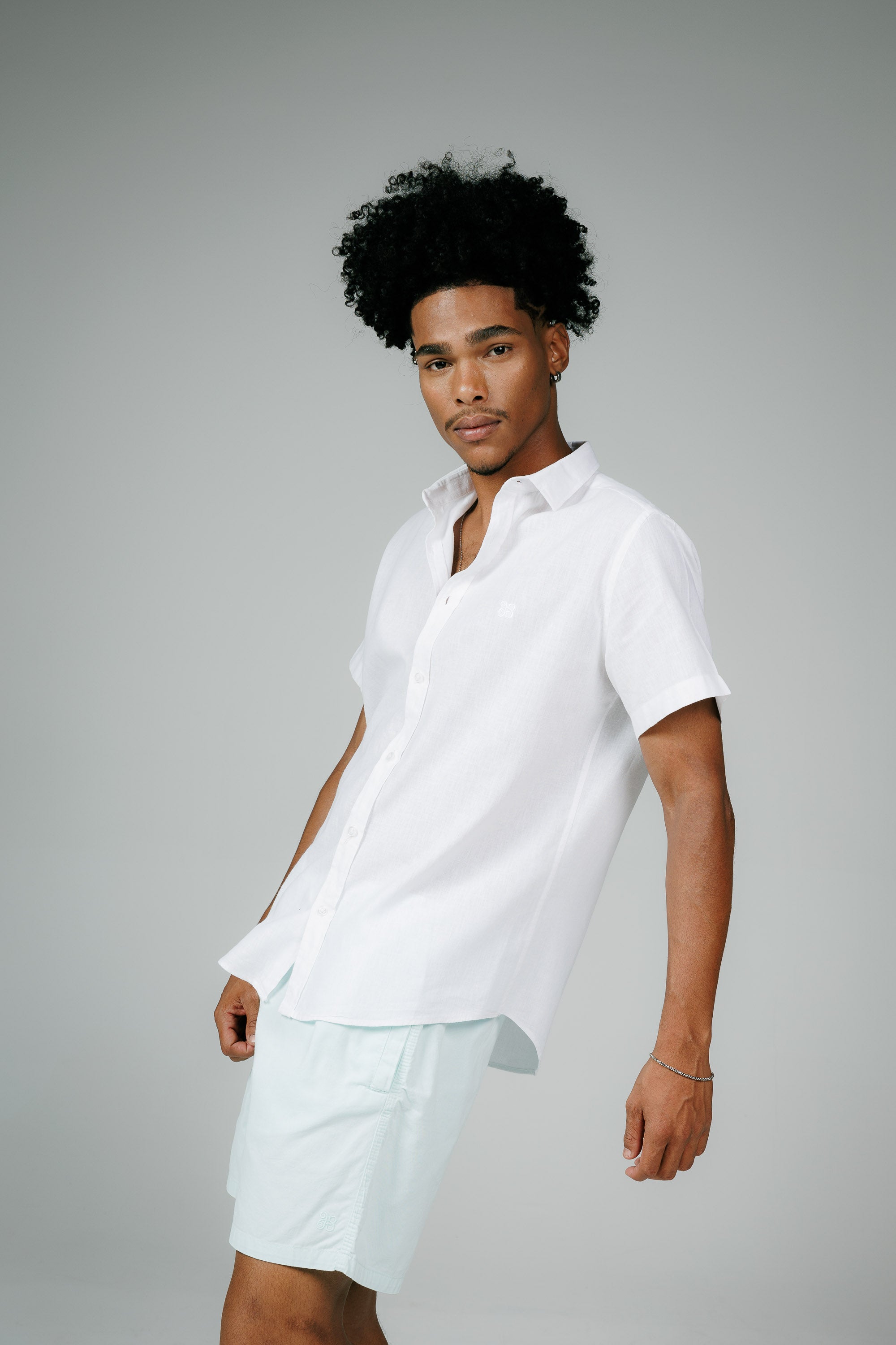 Camisa Manga Curta Slim Fit Linho