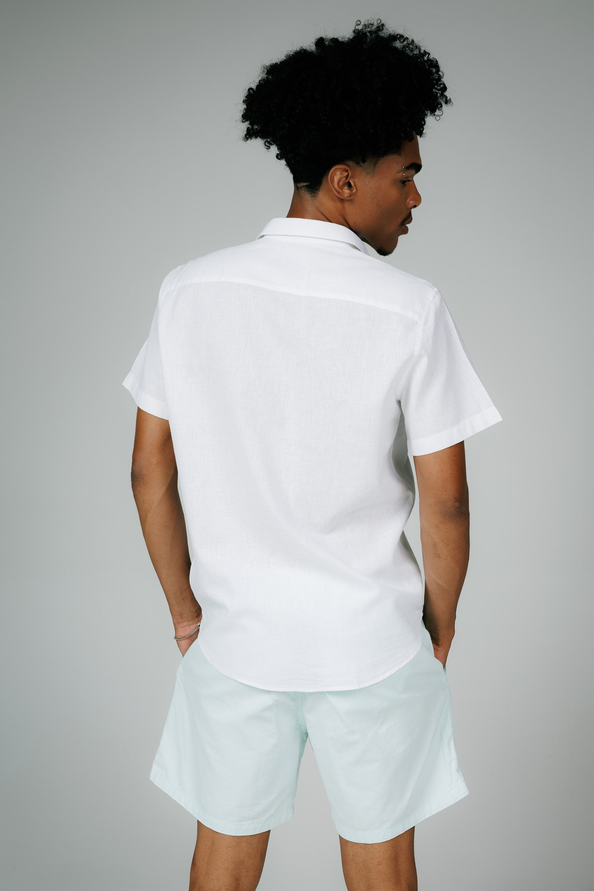 Camisa Manga Curta Slim Fit Linho