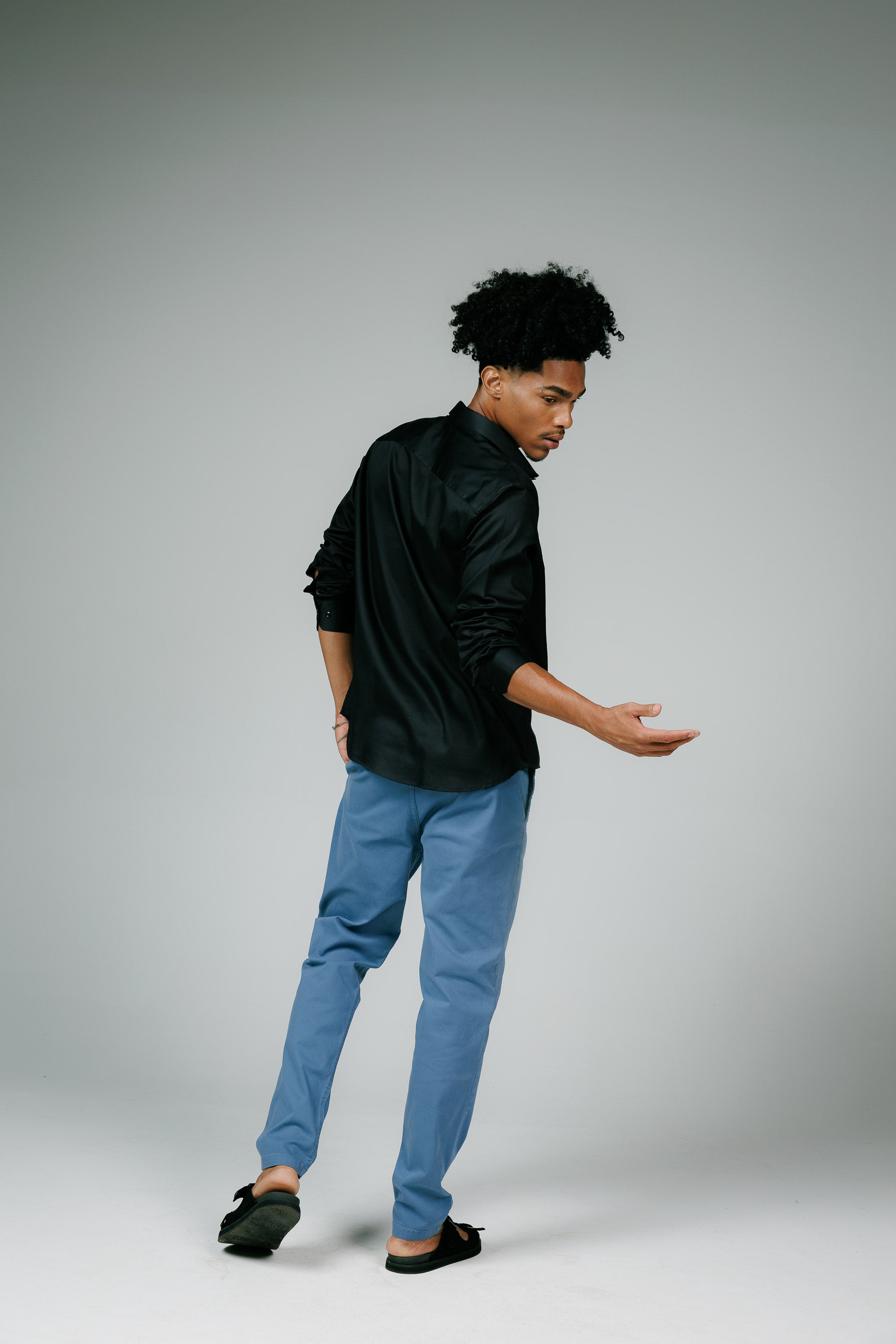 Camisa Manga Longa Slim Fit Algodão Egípcio Fio 80